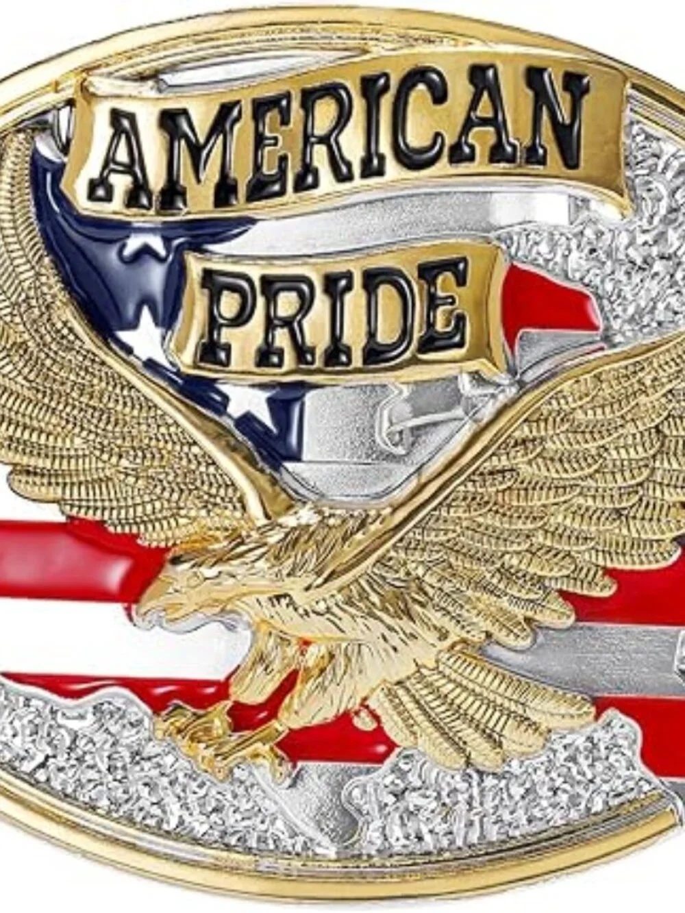 American Pride Large Belt Buckle‎ Flag and Eagle Western Cowgirl Cowboy Unisex